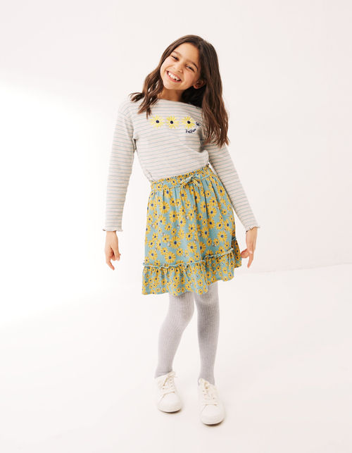 Kid's Sunflower Print Skirt