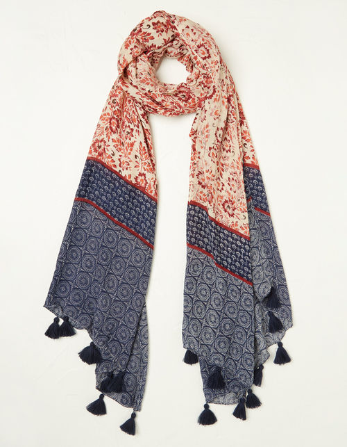 Woodblock Floral Geo Scarf