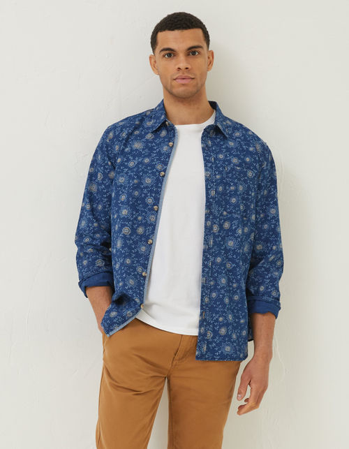 Mens Indigo Floral Shirt