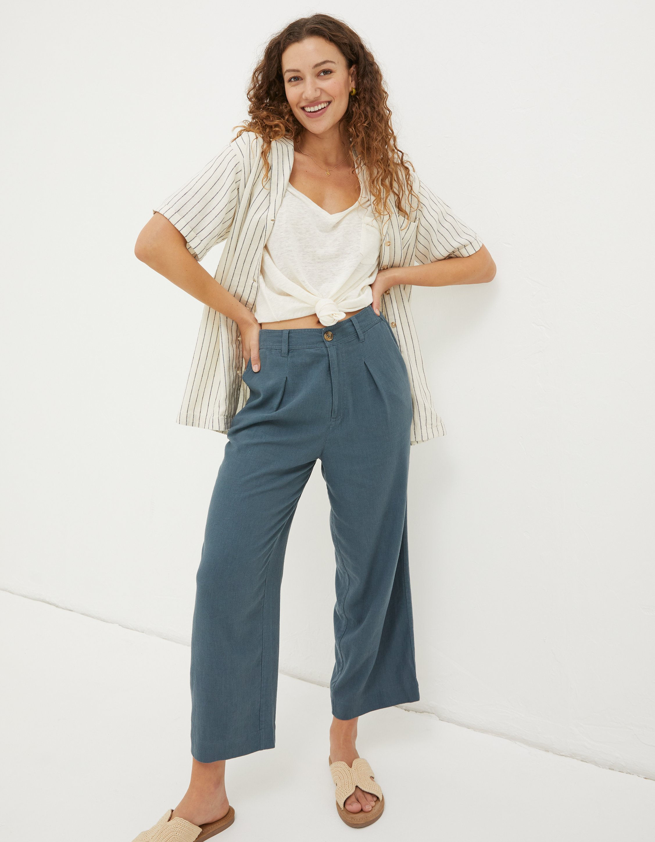 Paperbag linen trousers