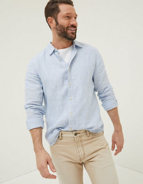 Mens Stripe Linen Shirt