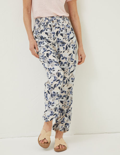 Shirred Batik Flowers Trousers