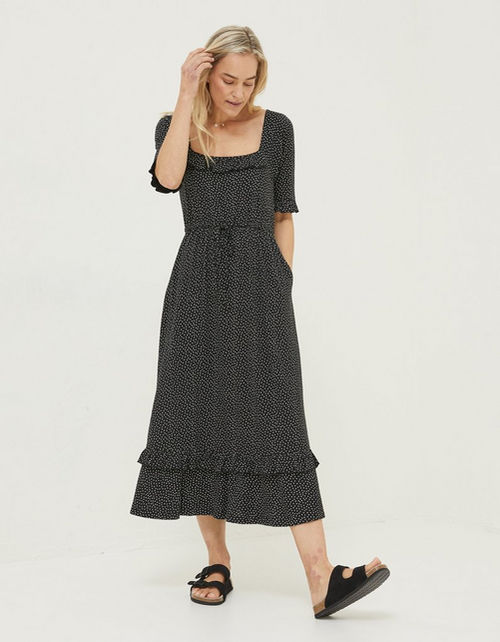 Nikki Spot Jersey Midi Dress