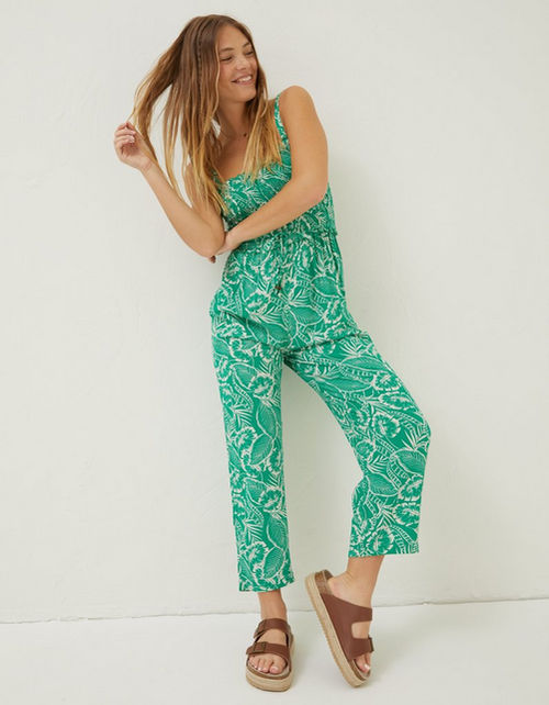 Natalie Tropical Leaf Jumpsuit