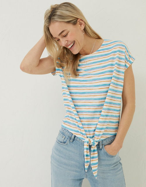 Fran Stripe Tie Front Top