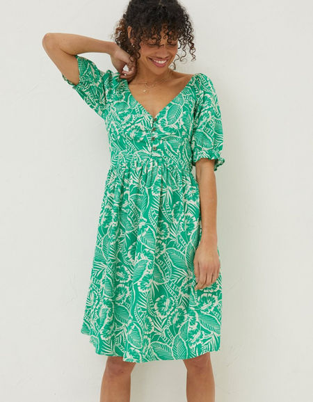 Aideen Linen Blend Leaf Dress