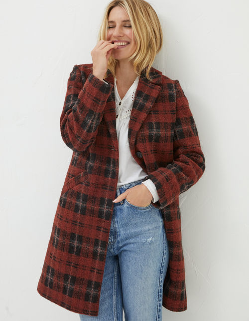 Tanya Wool Blend Check Coat