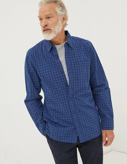 Mens Grays Grid Check Shirt