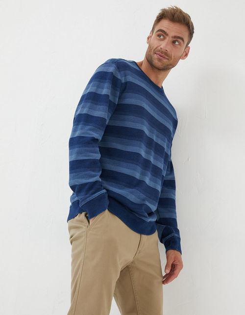 Mens Indigo Stripe Crew Neck...