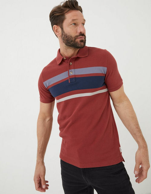 Mens Chest Stripe Pique Polo