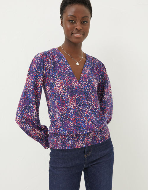 Remi Layered Spot Wrap Top