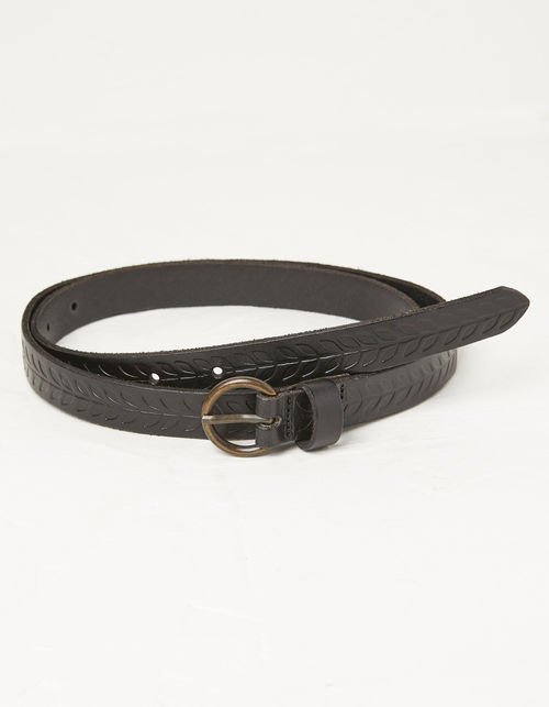 Embossed Leaf Leather Belt