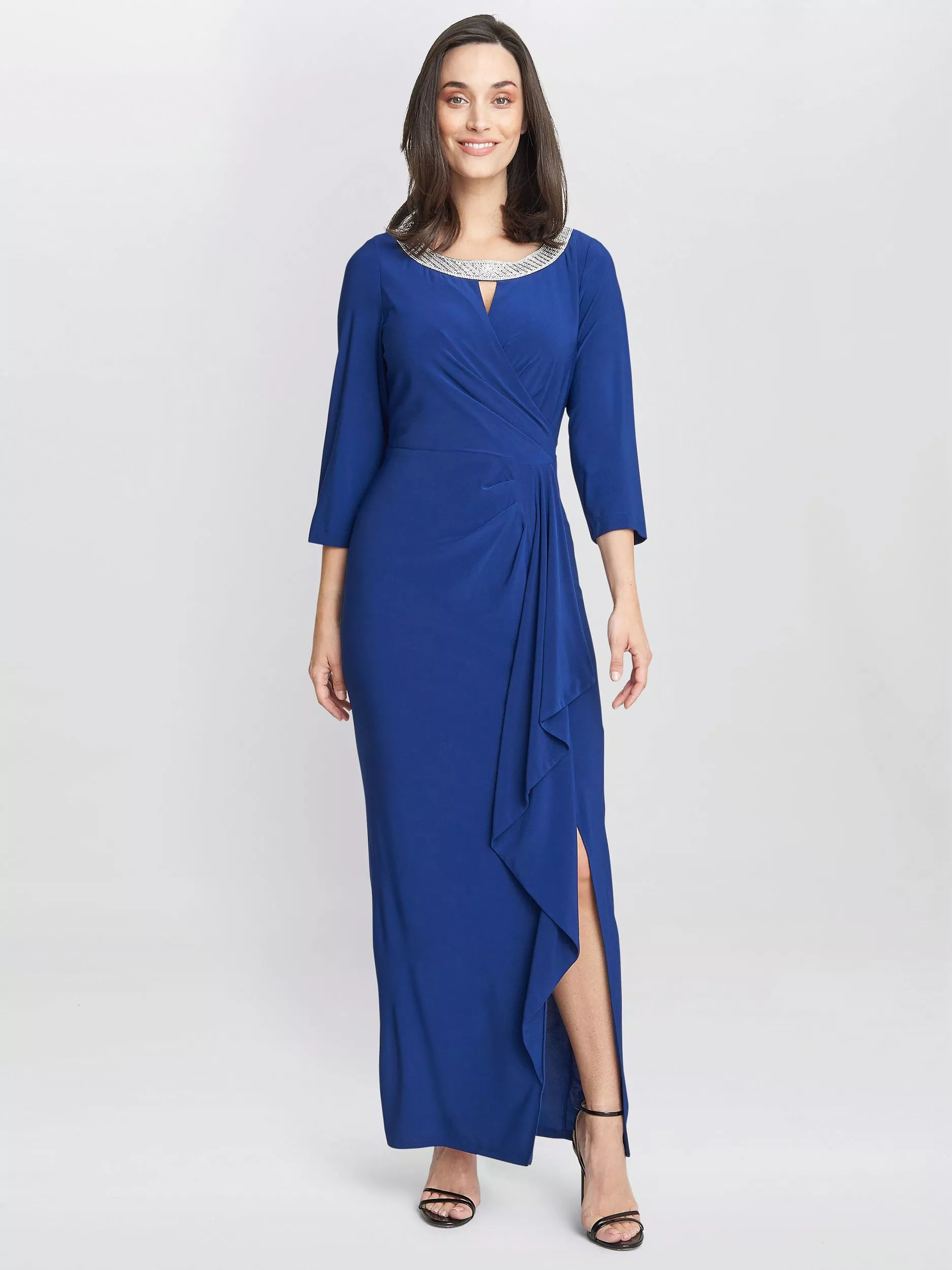 Gina bacconi cynthia crepe and chiffon dress deals