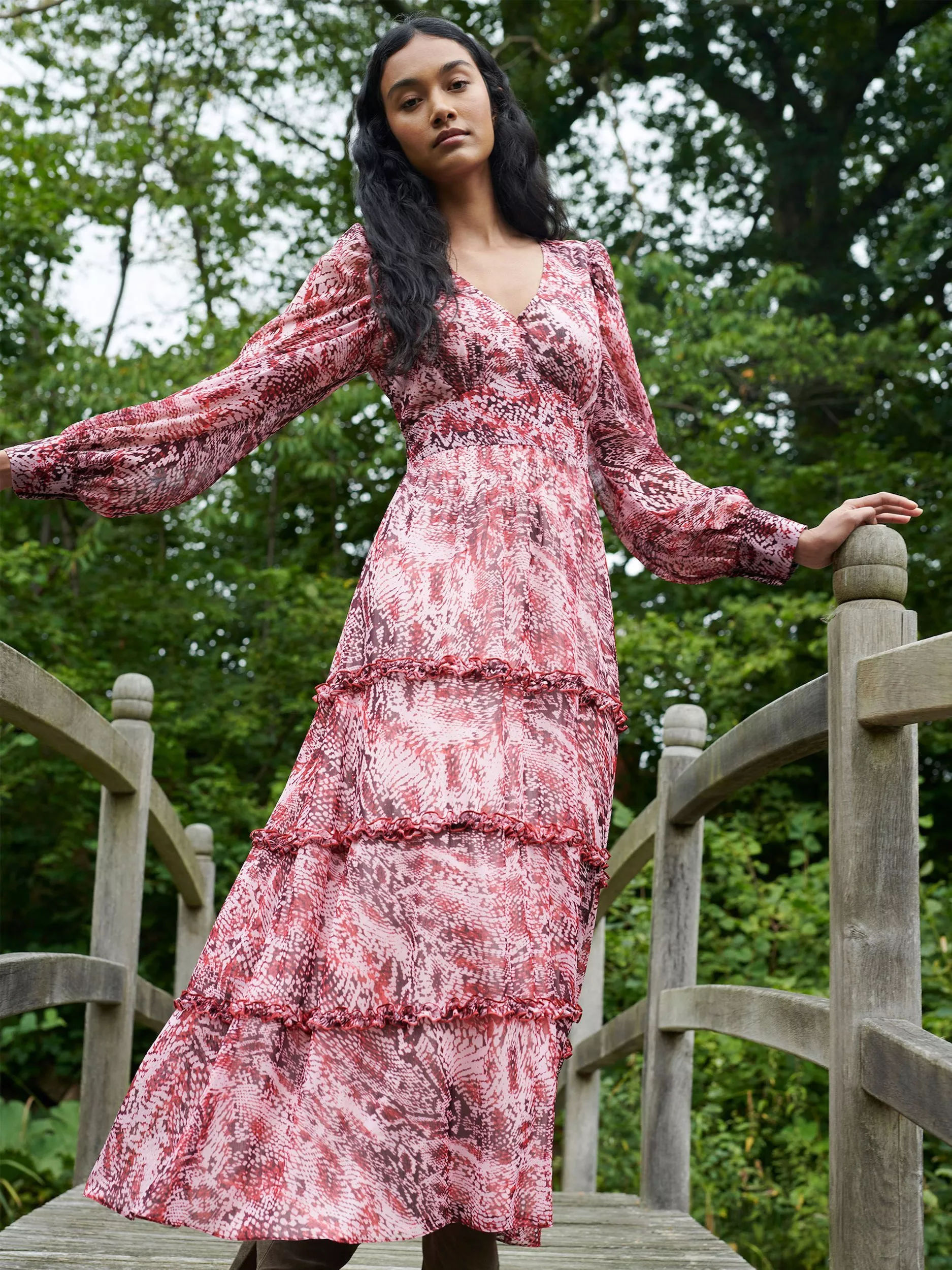 Ghost valentina georgette heart print maxi dress deals