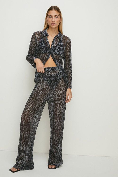 Animal Print Shimmer Pleated...