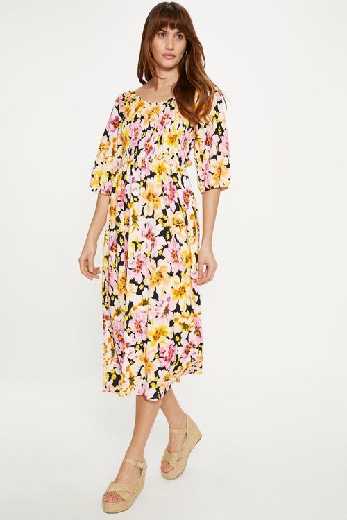 Floral Tie Back Crinkle Midi...