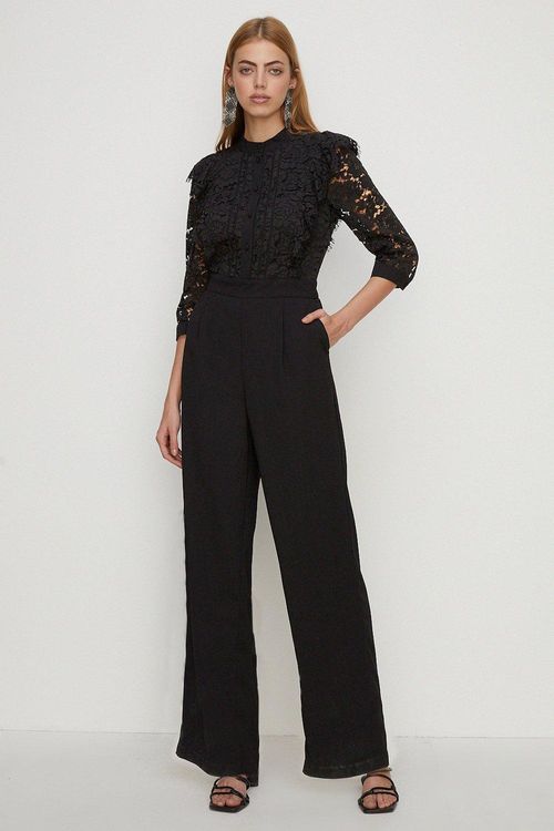 Lace Ruffle Tailored Jumpsuit