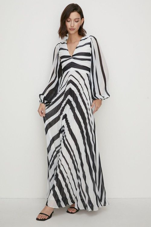 Micro Pleated Stripe Midi...