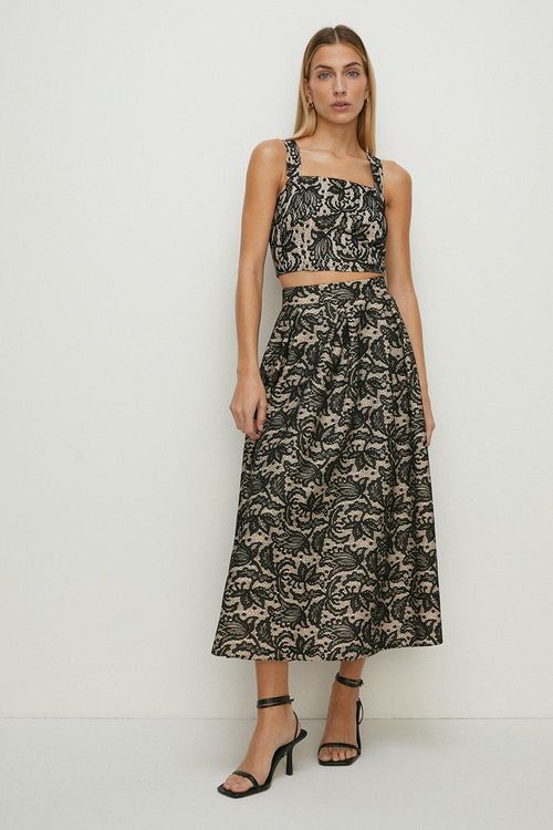 Bonded Lace Full Skirted Midi...