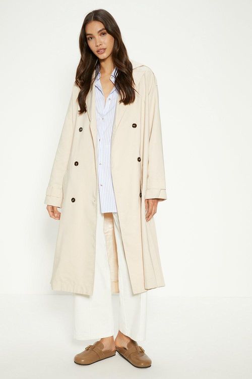 Pleat Detail Belted Trench...
