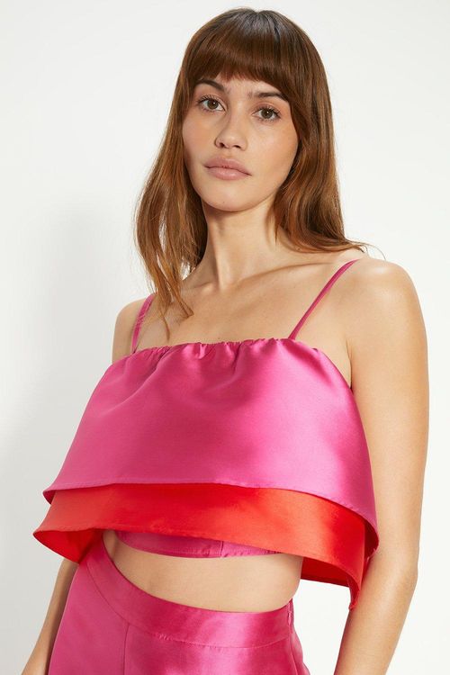 Satin Twill Frill Tiered Crop...