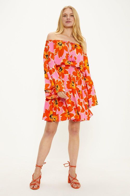 Bright Floral Bardot Dress