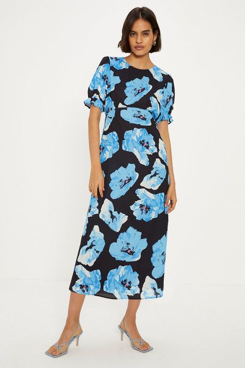 Short Sleeve Printed Midi Tea...