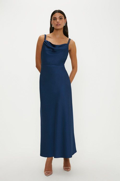 Satin Cowl Double Strap Midi...