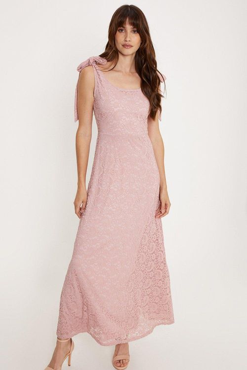 Lace Tie Shoulder Midi Dress