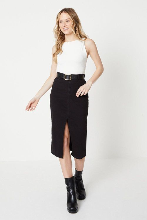 Denim Midi Skirtblack