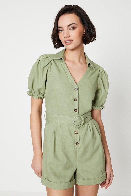 V Neck Belted Playsuitsage