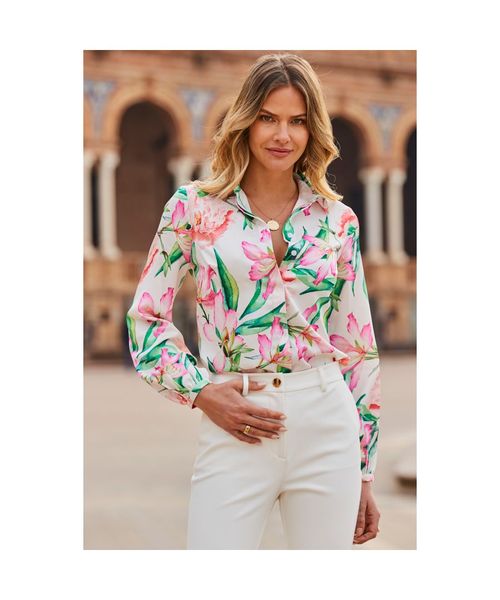 Pink Paisley Print Blouson Sleeve Shirt