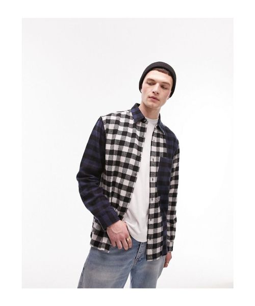 Topman Mens cut and sew check...