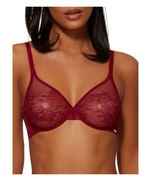 Gossard Womens Glossies Lace Sheer Bra - Red Elastane - Size 34A, £21.00