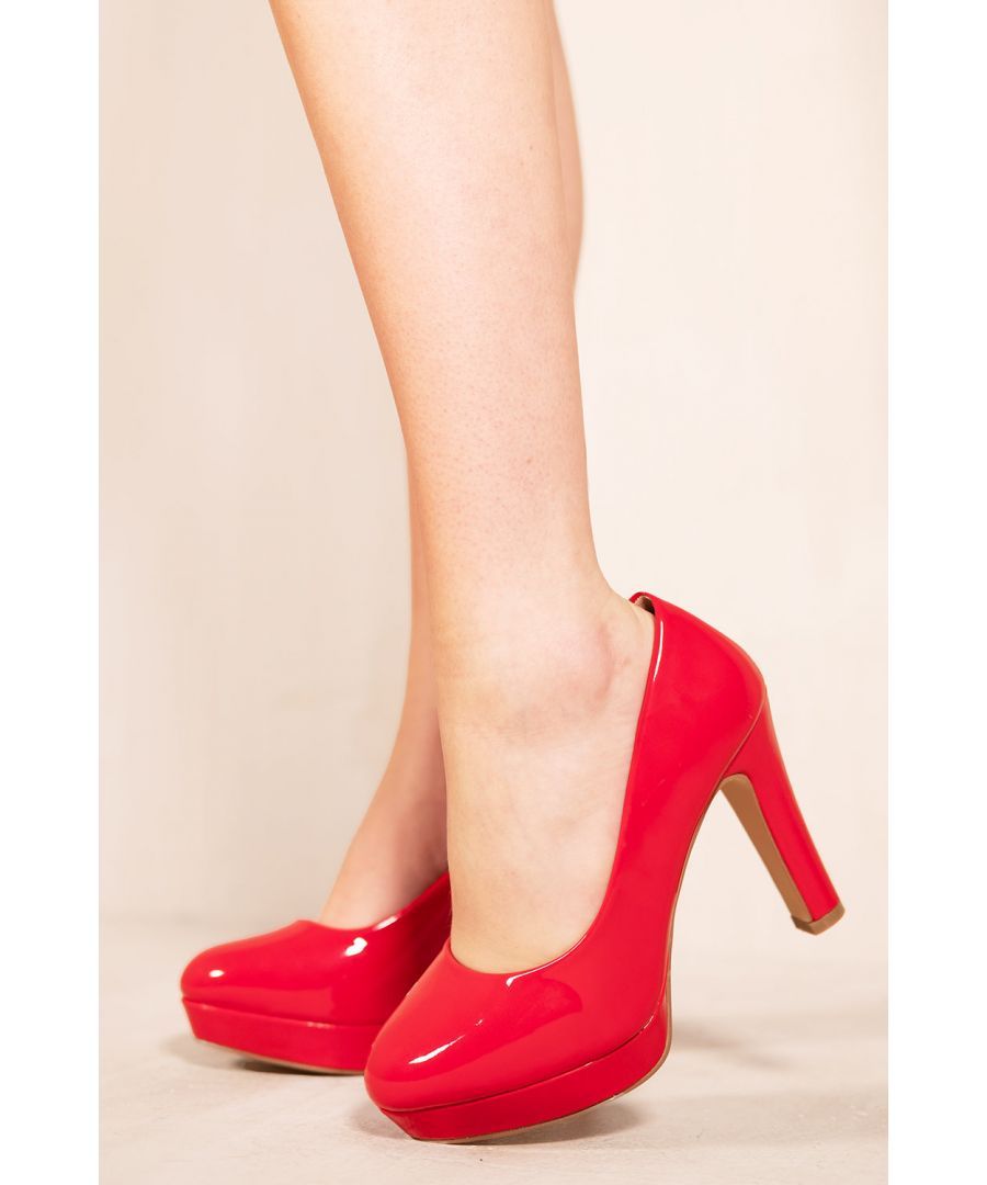 Red platform block heels best sale