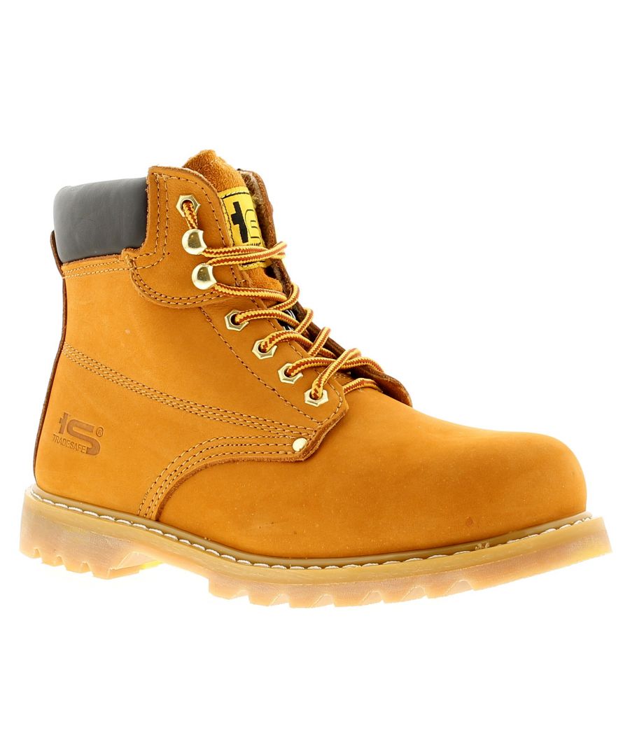 Tradesafe New Mens Gents Tan Lace Up Steel Toe Cap Safety Boots