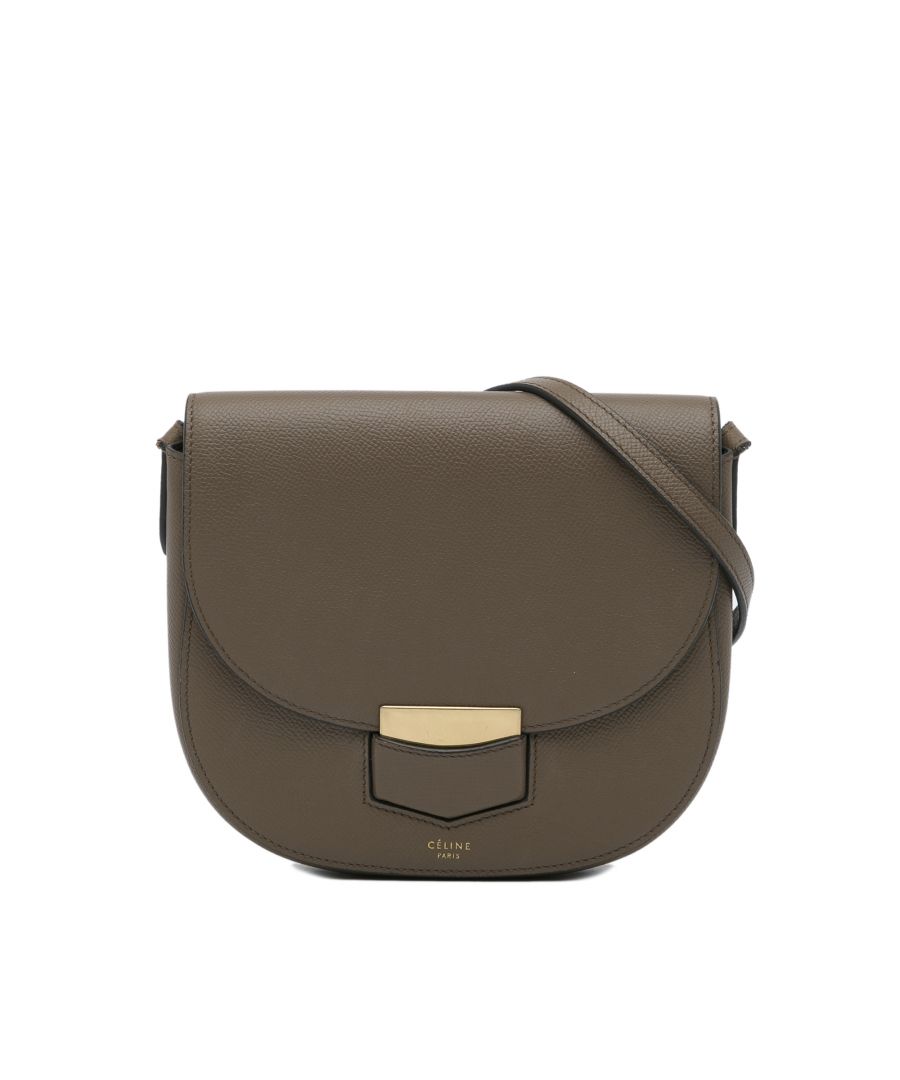 Celine Pre owned Womens Vintage Small Trotteur Crossbody Bag Brown