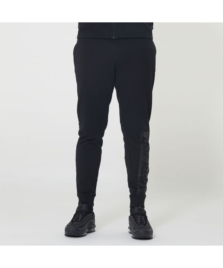 Everlast Mens Closed Hem Jogging Trousers Black Cotton Size
