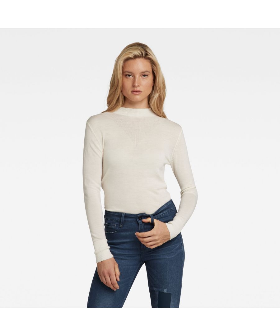 G Star Raw Womens G Star RAW Mock Knitted Sweater White Wool