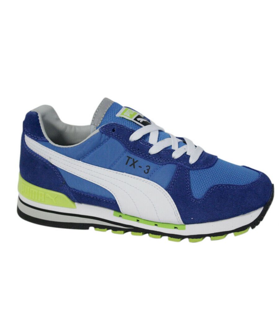 Puma TX 3 Lace Up Blue Leather Textile Mens Trainers 341044 71