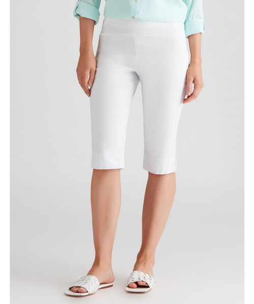 Katies - Womens Pants - White - Classic Pant - Capri - Knee Length - Slim  Fit - Mid Rise - Lightweight - Stretch Material - Summer - Clothing Viscose  - Size 14 UK, £16.33