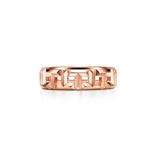 Tiffany T True wide ring in 18k rose gold, 5.5 mm wide - Size 9 1/2