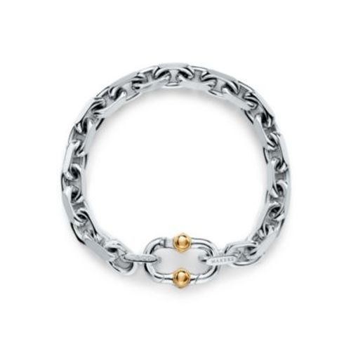 Tiffany 1837 Makers Narrow Chain Bracelet in Silver and 18k Gold, Extra Large