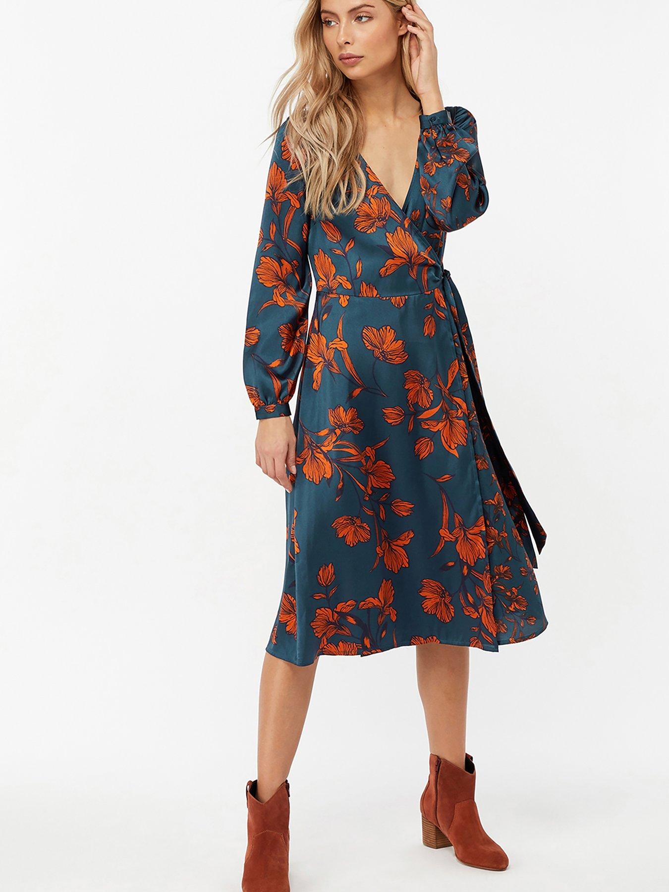 shayna floral print wrap midi dress