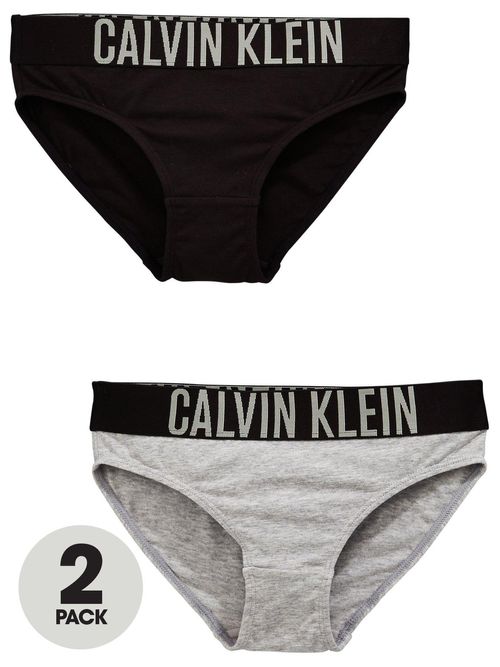 Calvin Klein Girls 2 Pack Bikini Brief Underwear Set - Mauve/Powdersky