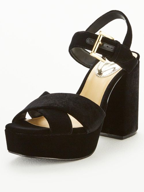 Armani Exchange Velvet Platform Heels - Black | Compare | Grazia