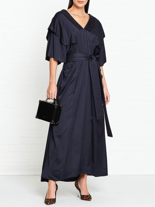 Vivienne Westwood Anglomania Berta Satin Belted Dress - Navy | Compare |  Grazia