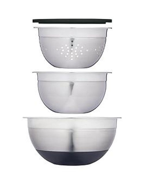 Masterclass Smart Space 3-Piece Stainless Stackable Mixing Bowl And Colander Set