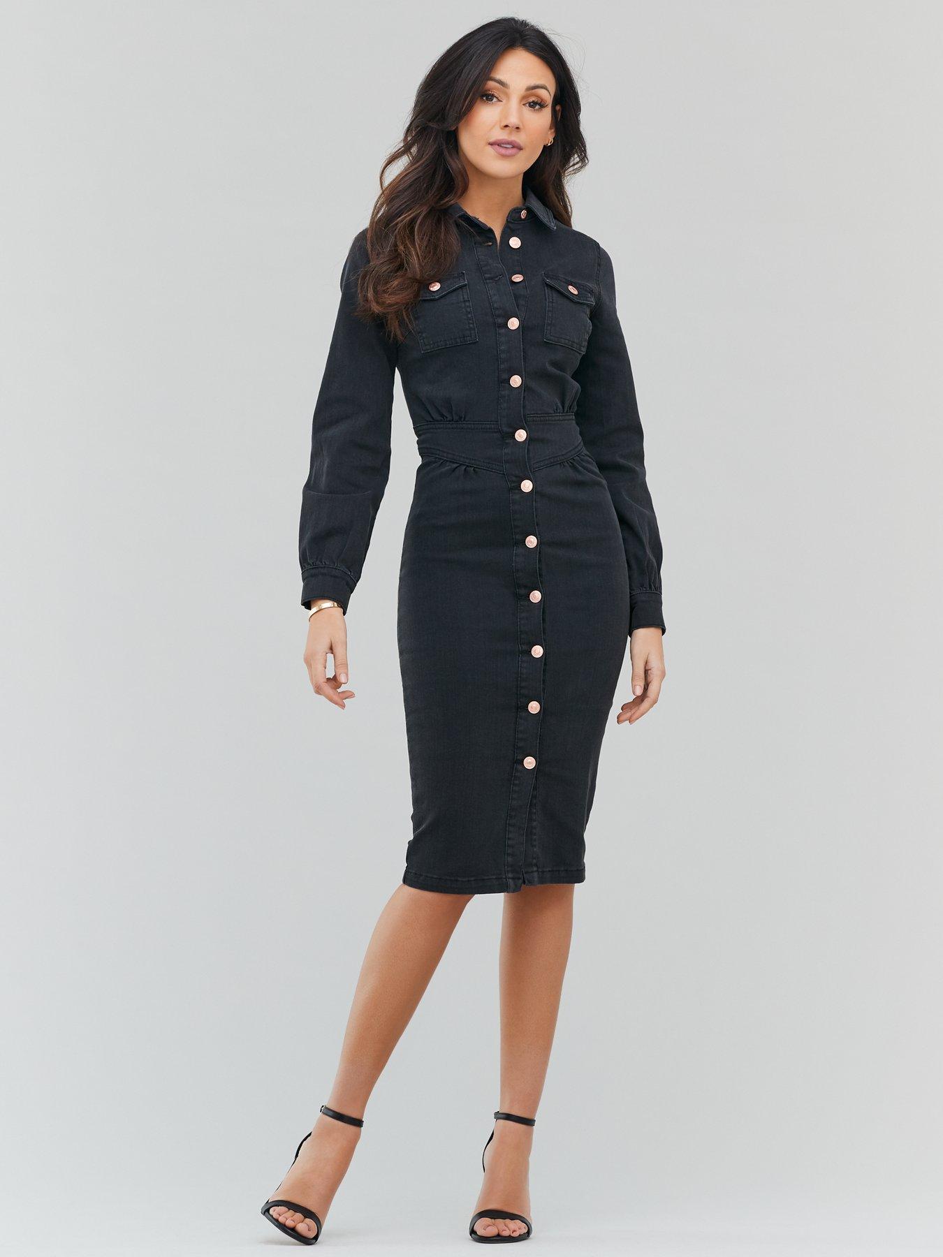 michelle keegan long sleeve denim bodycon dress