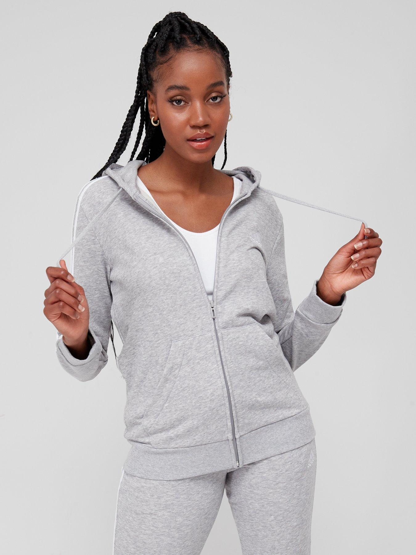 Adidas grey zip hoodie women's new arrivals